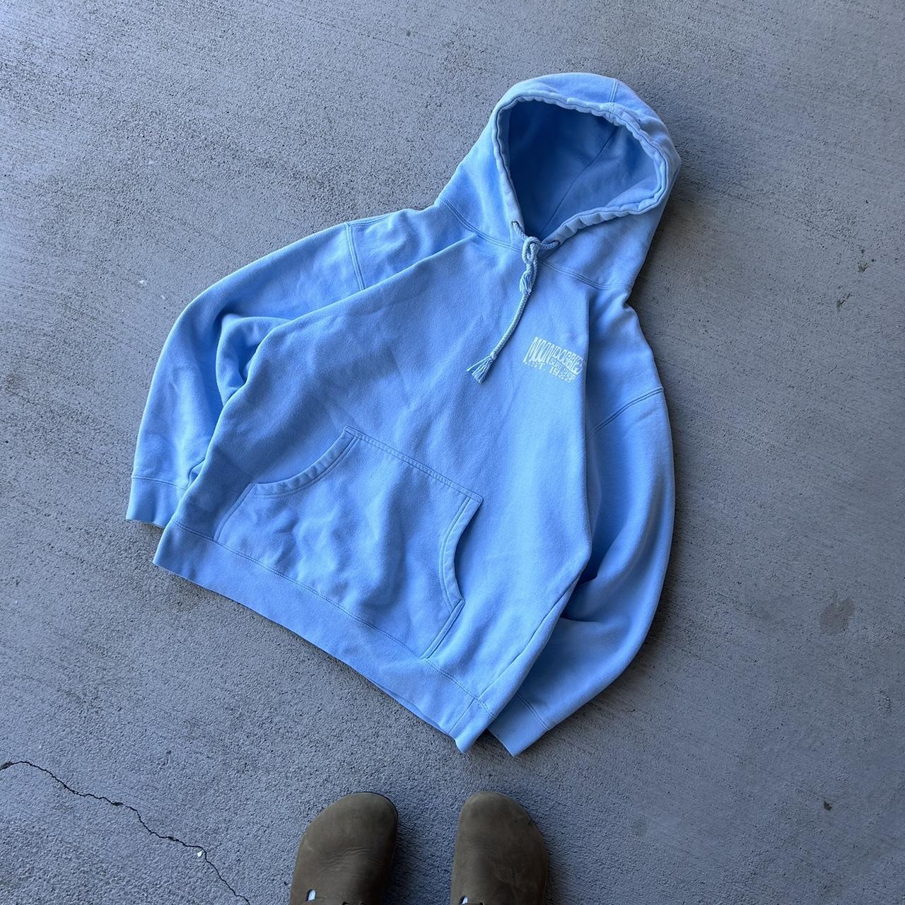 Vintage surf hoodie Women XL Nice baby blue... - Depop