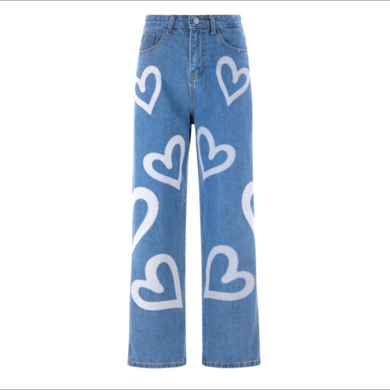 Cider Women's Blue and White Jeans Depop