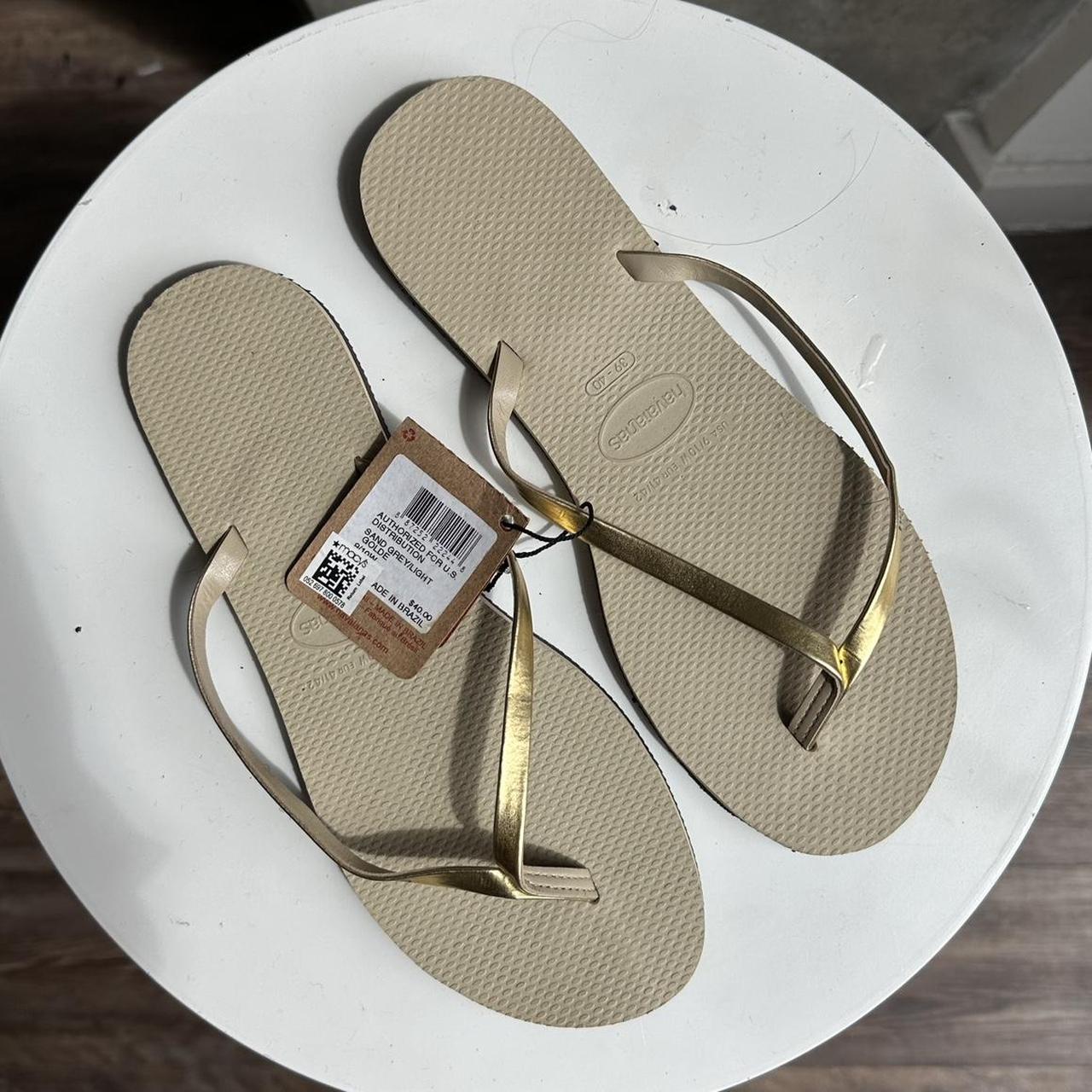 Gold havana flip online flops