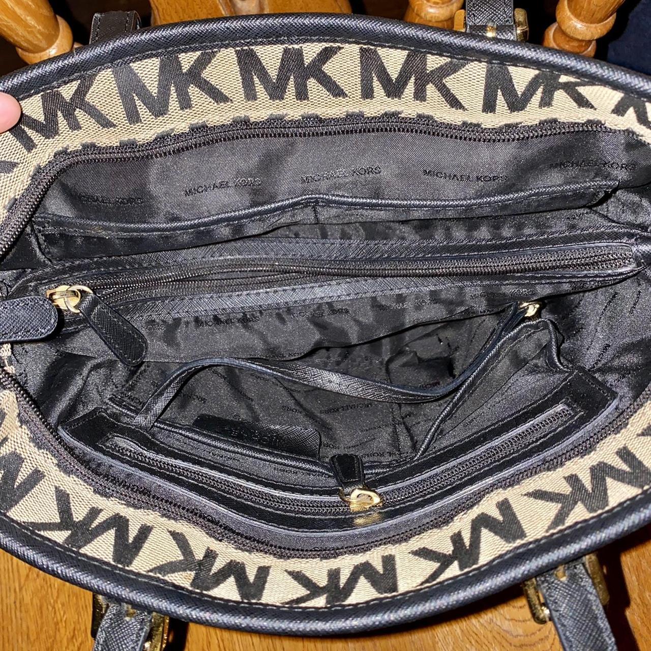 Michael Kors monogram tote bag black and tan. black - Depop