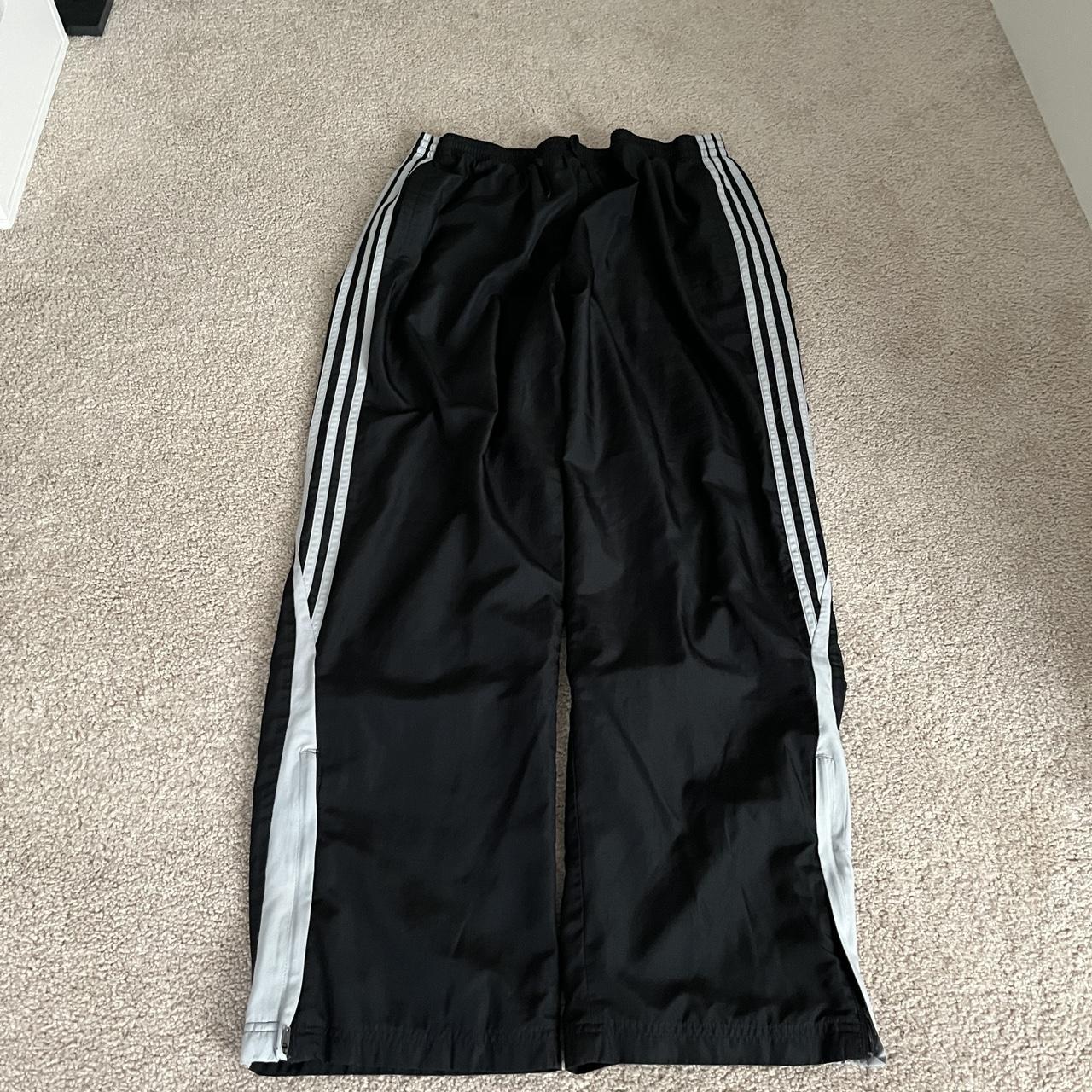 Vintage Y2K Wide Leg Adidas Nylon Track Pants Size... - Depop