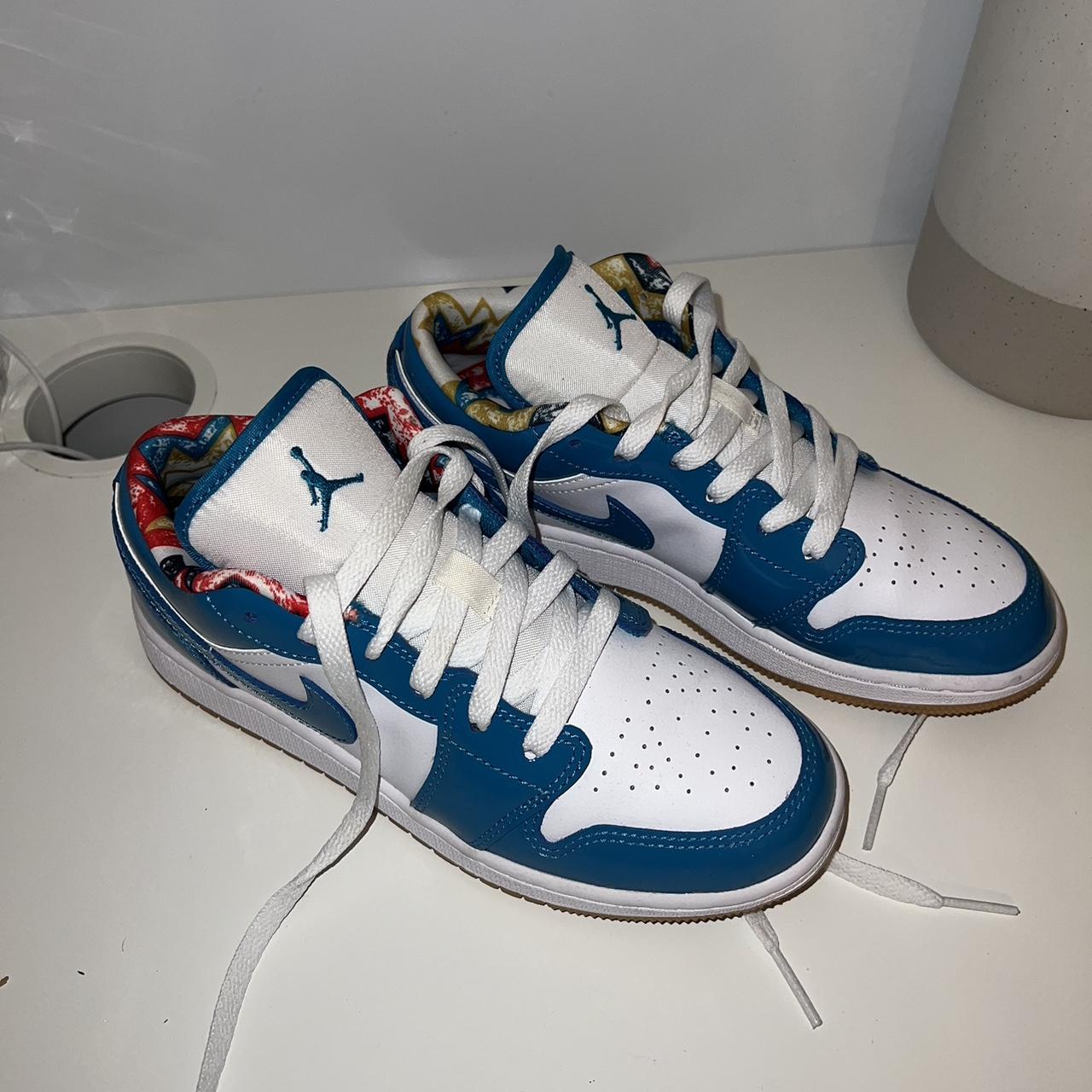 jordan 1 low barcelona on feet