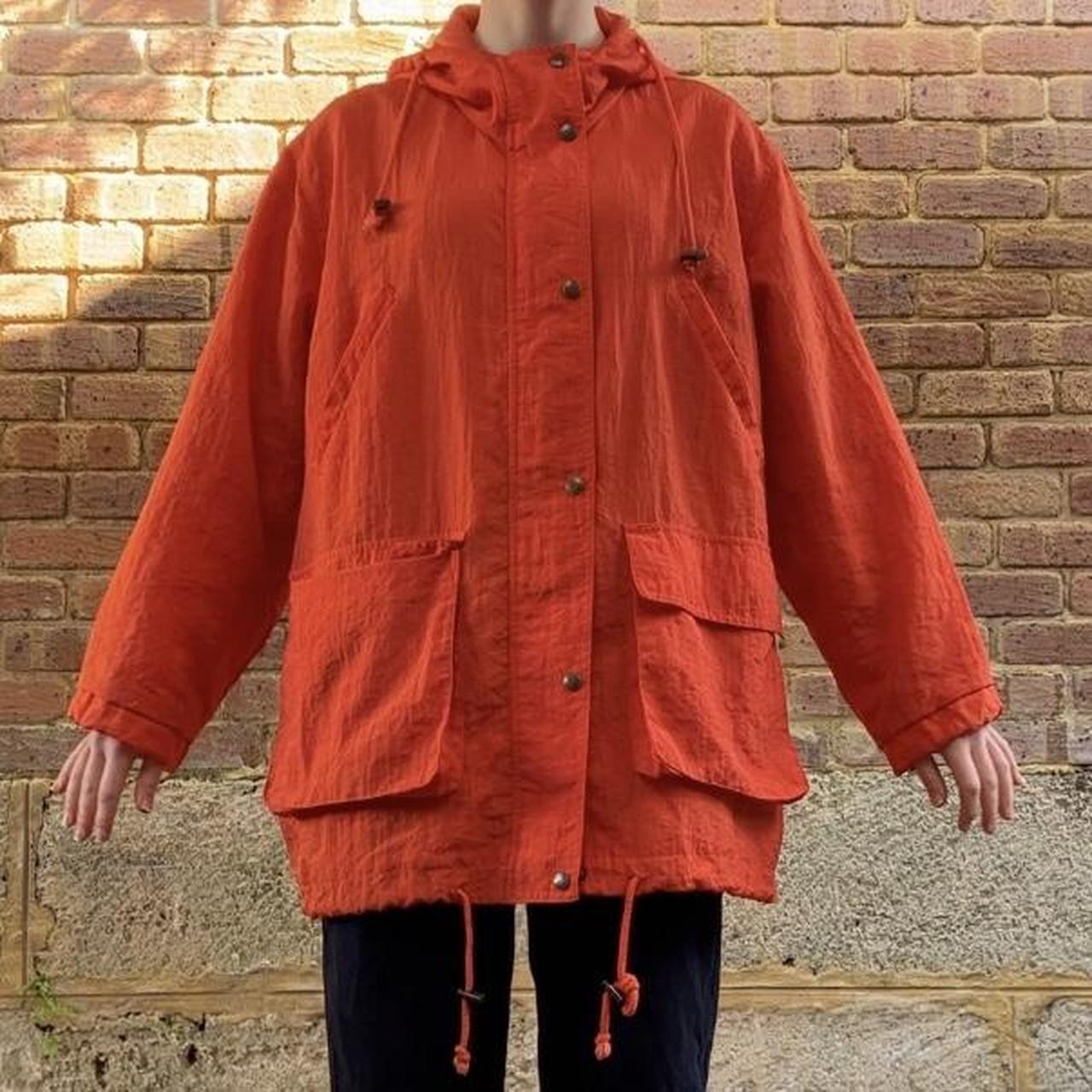 Bright orange rain jacket Drawstring waist and... Depop