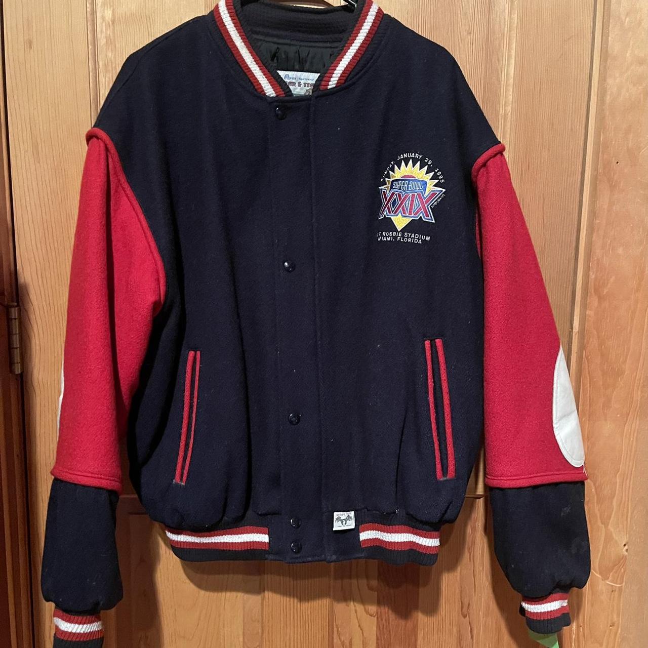 Superbowl XXIX 1995 Wear And Tear Vintage Varsity... - Depop