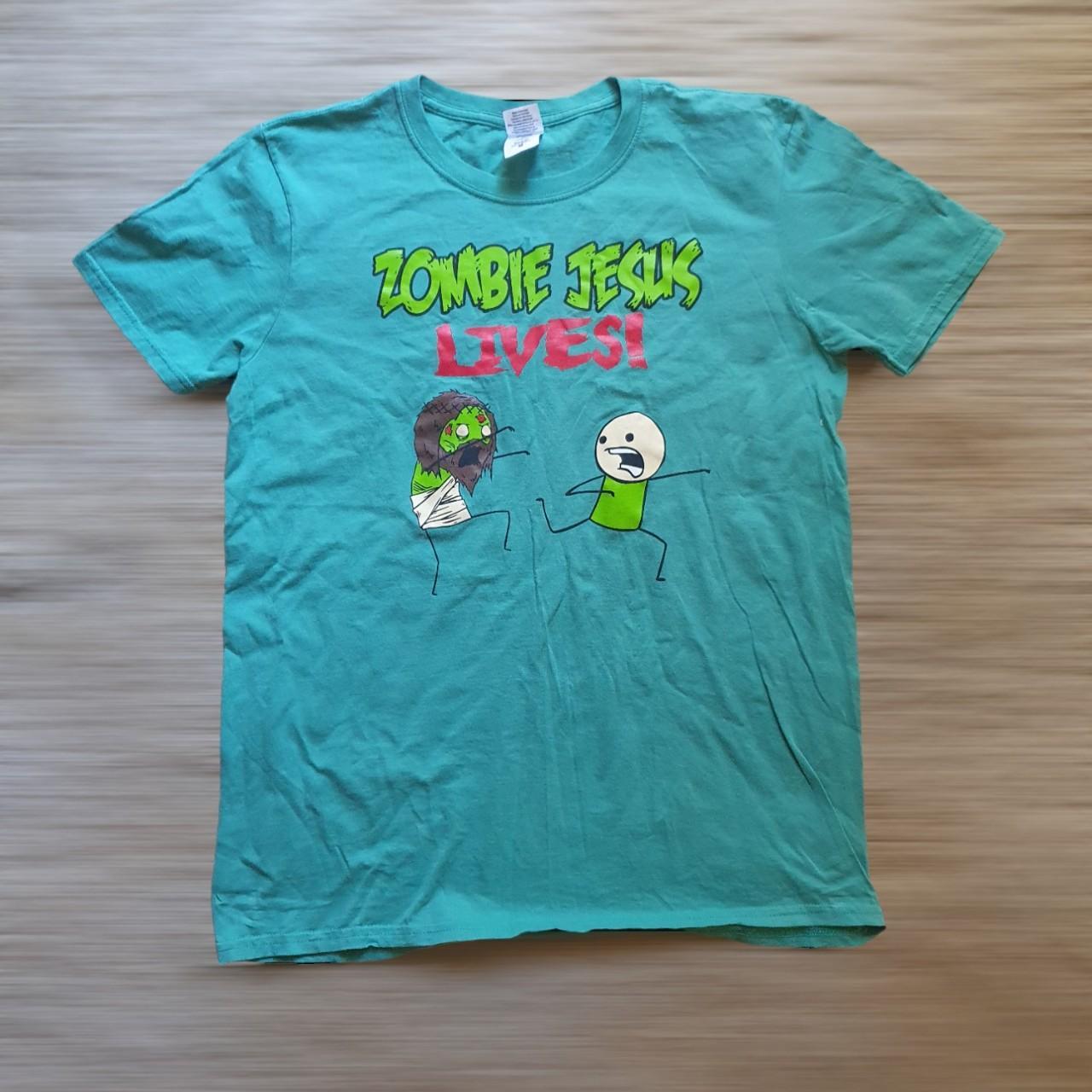 Cyanide and Happiness Zombie Jesus Lives Unisex... - Depop