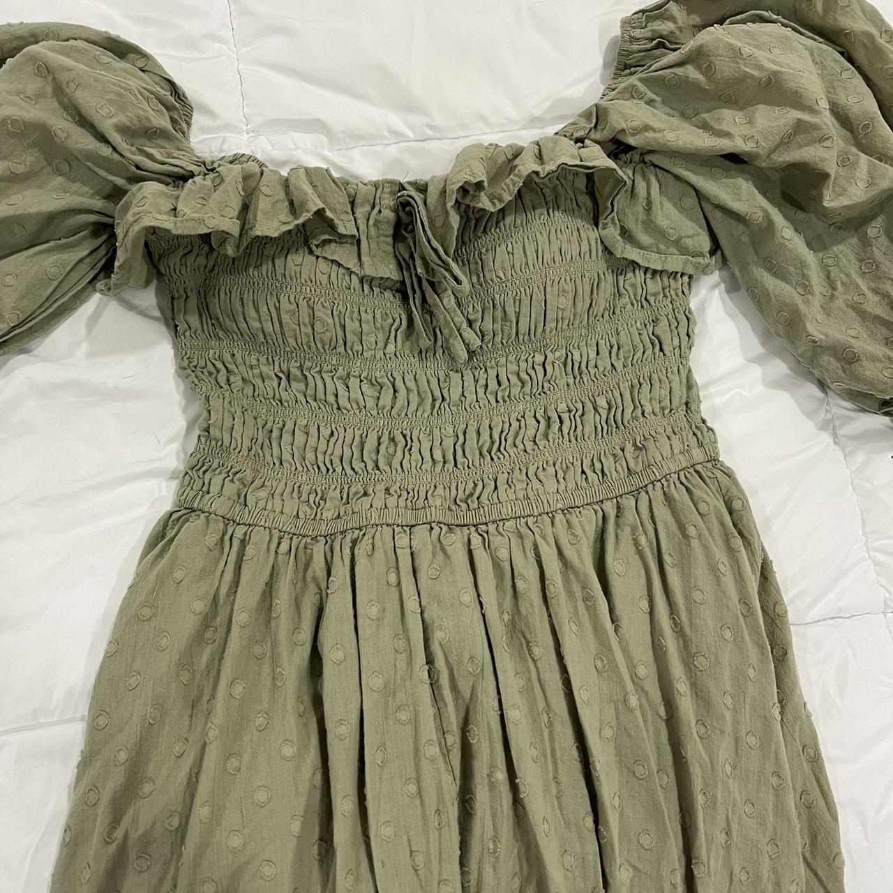 Cottagecore style sage green midi dress - Depop