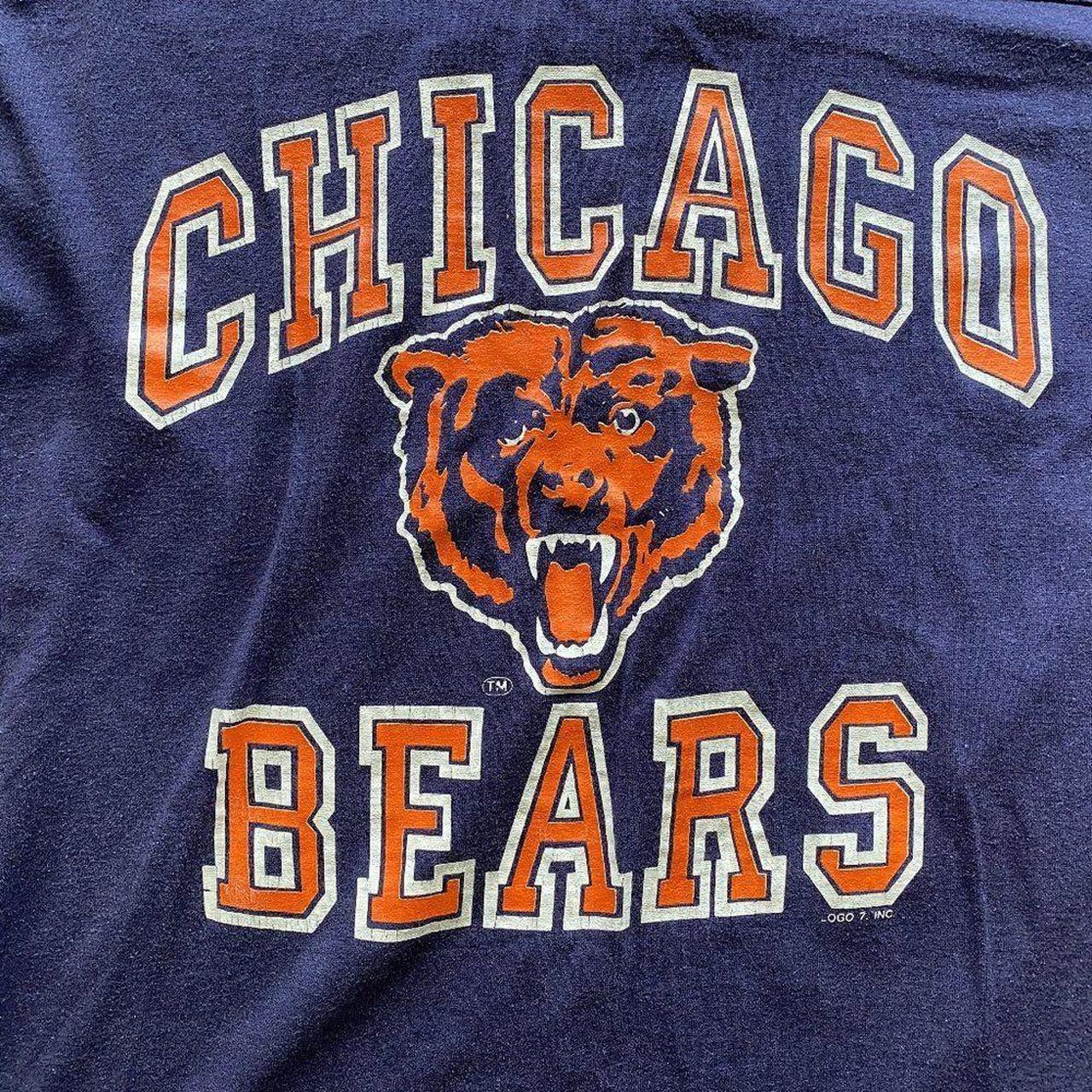 Vintage Bears Navy and orange T Shirt. NFL Football - Depop