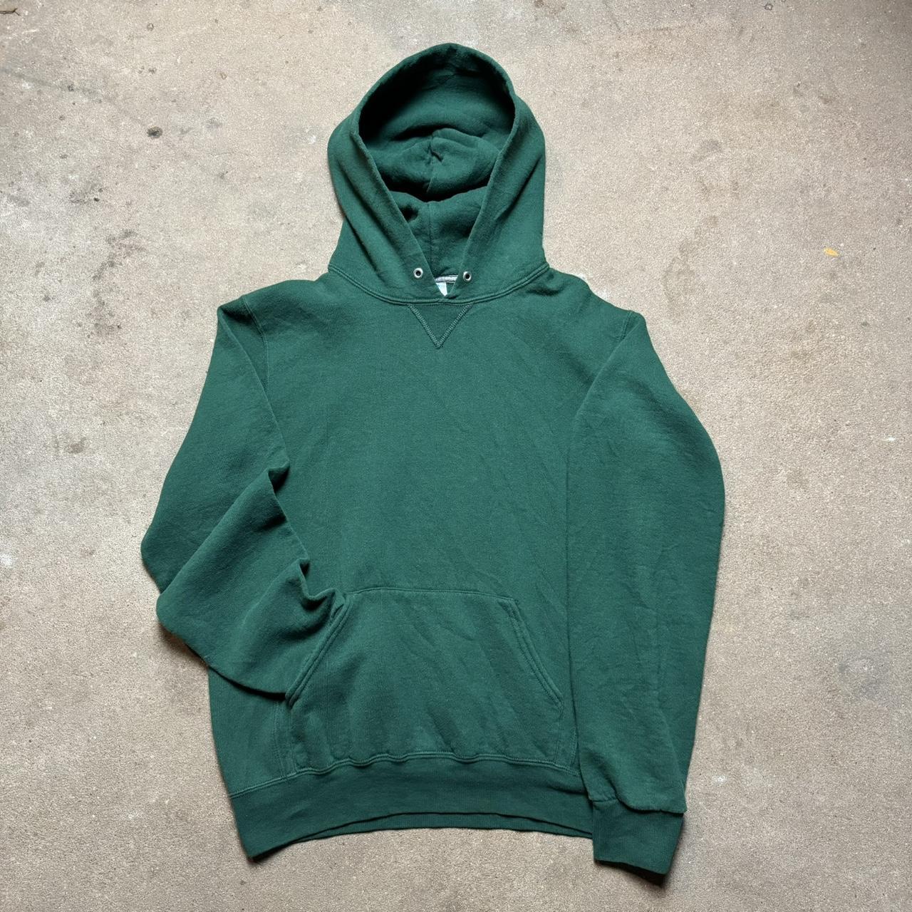 Vintage Green Russell Blank Hoodie - Depop