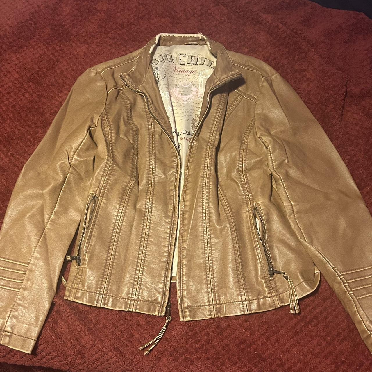 Big Chill Vintage brown leather jacket Size M. Depop