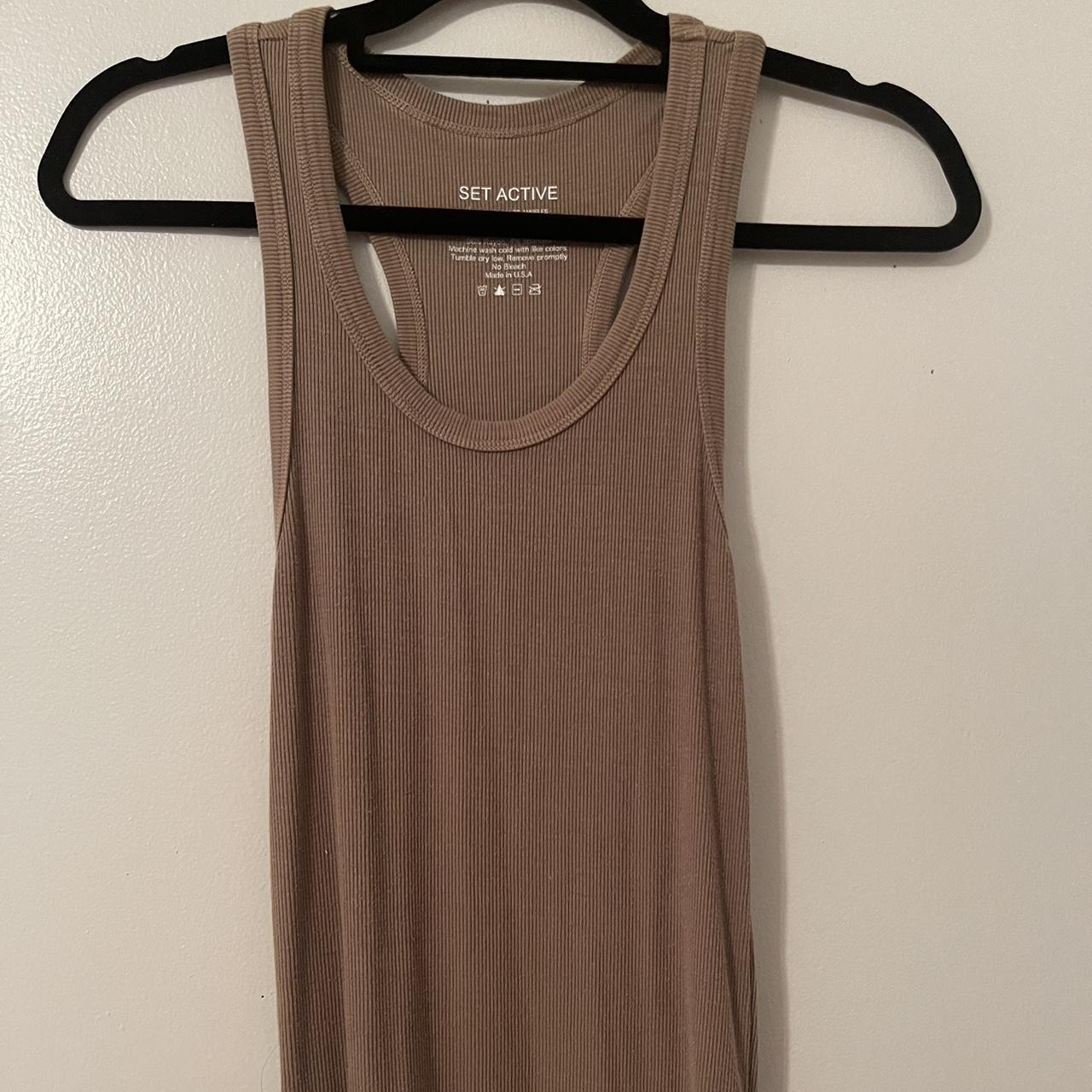 SET ACTIVE Tank Top TAN/BROWN FULL LENGTH - Depop