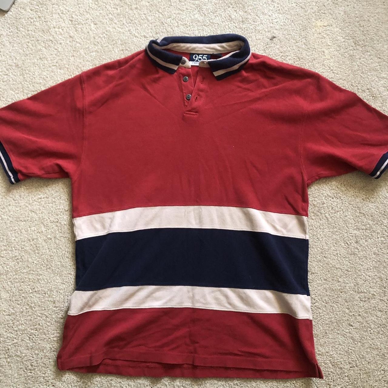 men’s polo red and navy shirt Men’s L - Depop