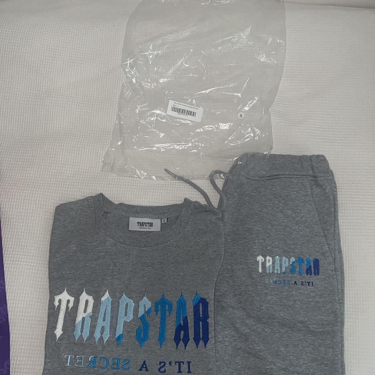 Trapstar Men's Blue and Grey T-shirt | Depop