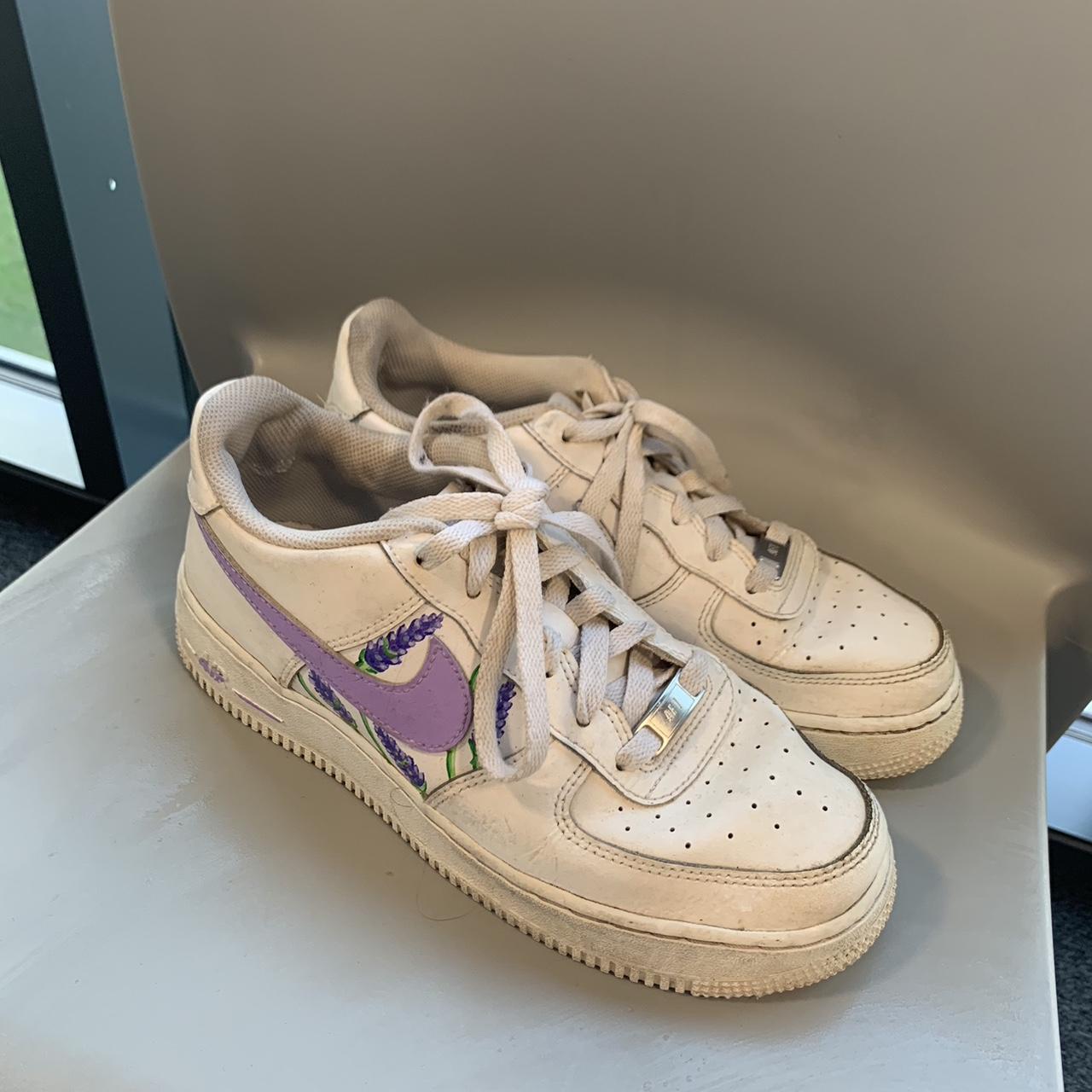 Nike custom lavender air force 1 Used but still in... - Depop