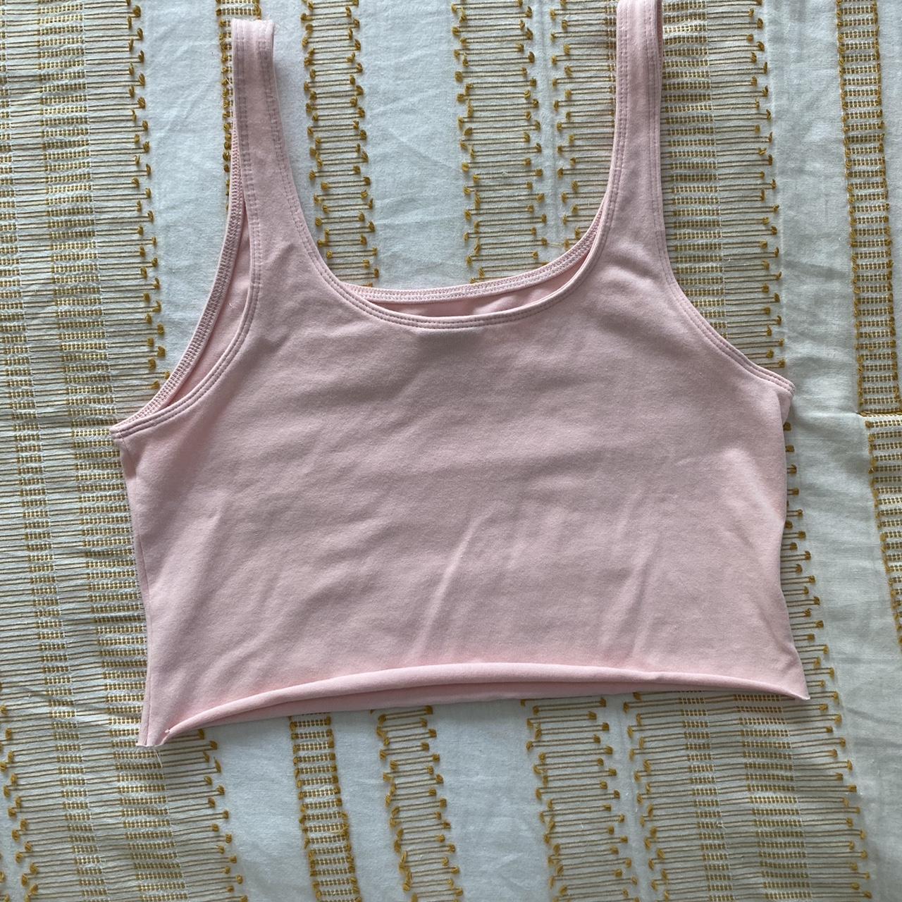 pink and white nike crop top