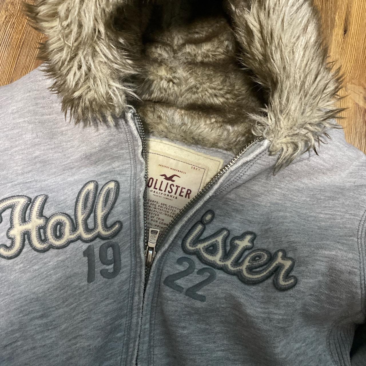 Y2k Hollister fur jacket fits like a men’s... Depop