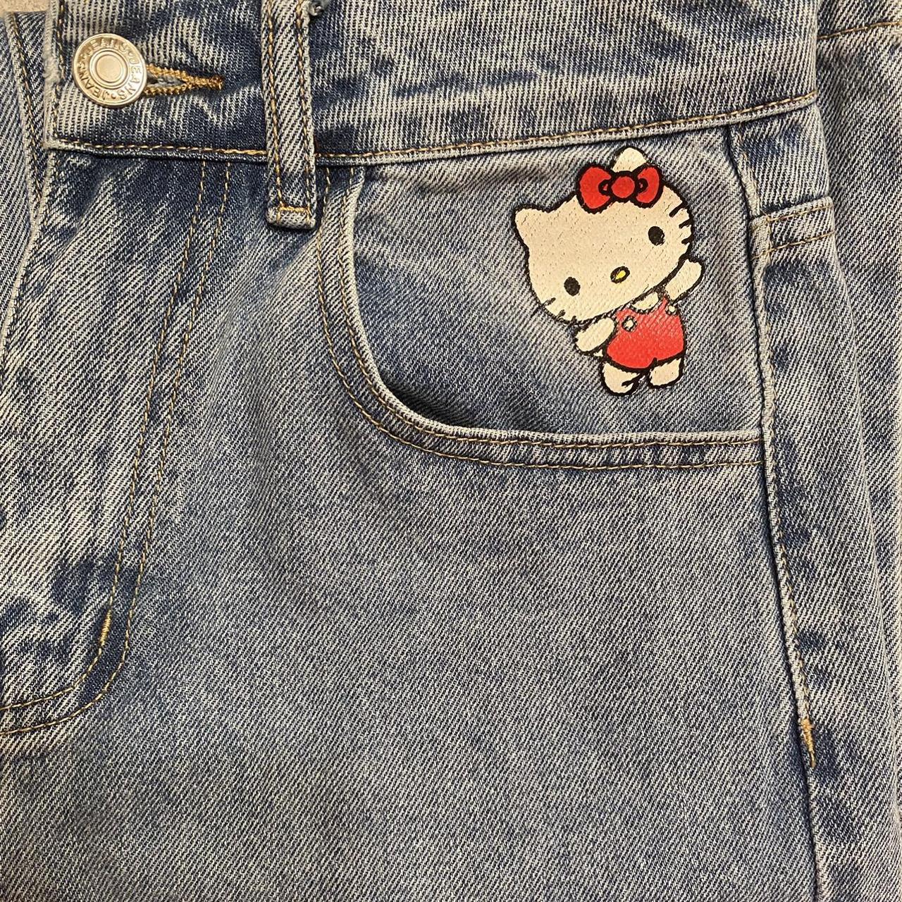 Hello Kitty Women's Blue and White Jeans Depop