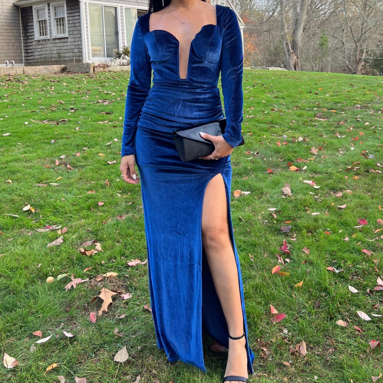 Royal blue clearance velvet evening gown