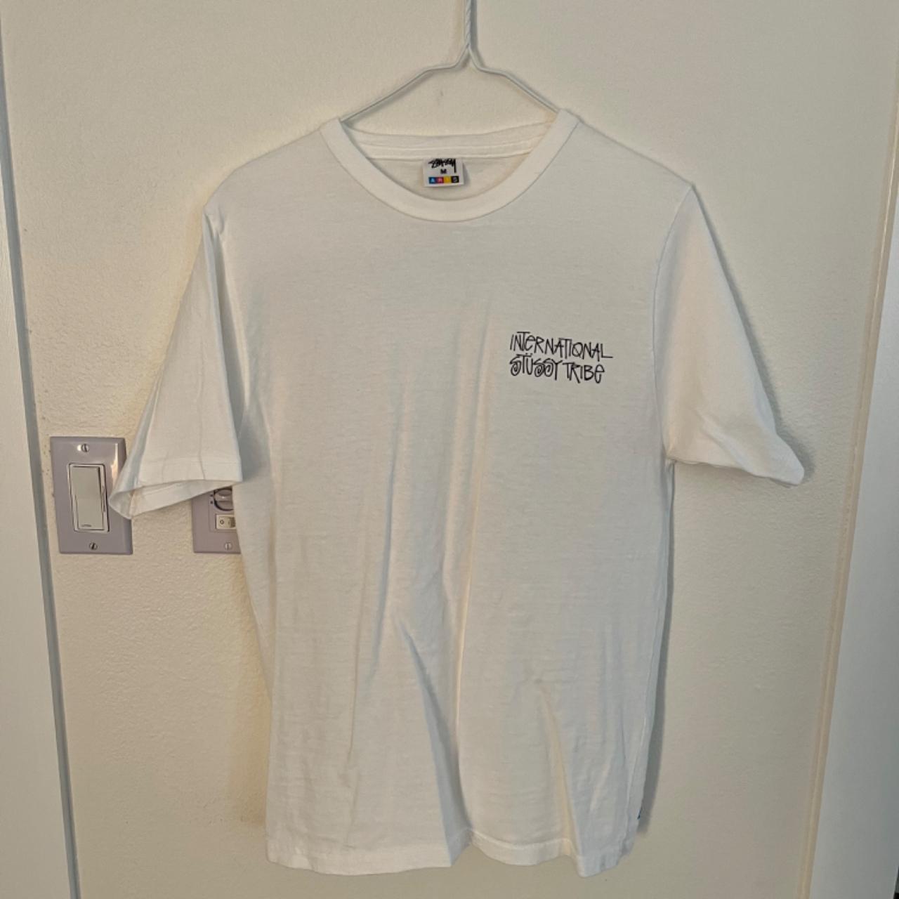 White stussy Art shirt Size Medium(fits like... - Depop