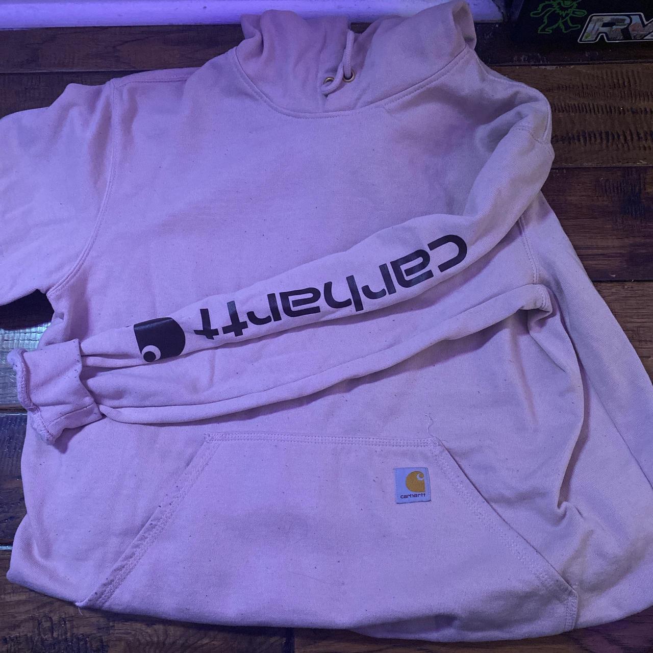 Nude pink and brown Carhartt hoodie - Depop