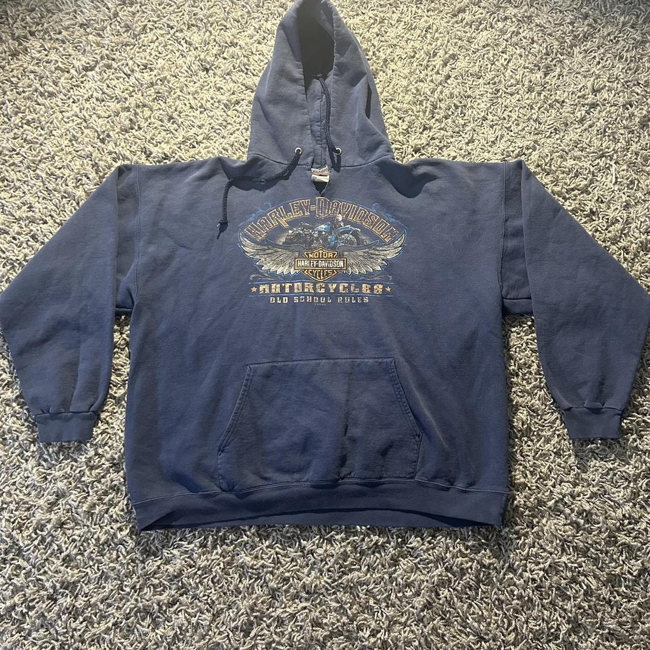 Harley Davidson Men's Navy Hoodie | Depop