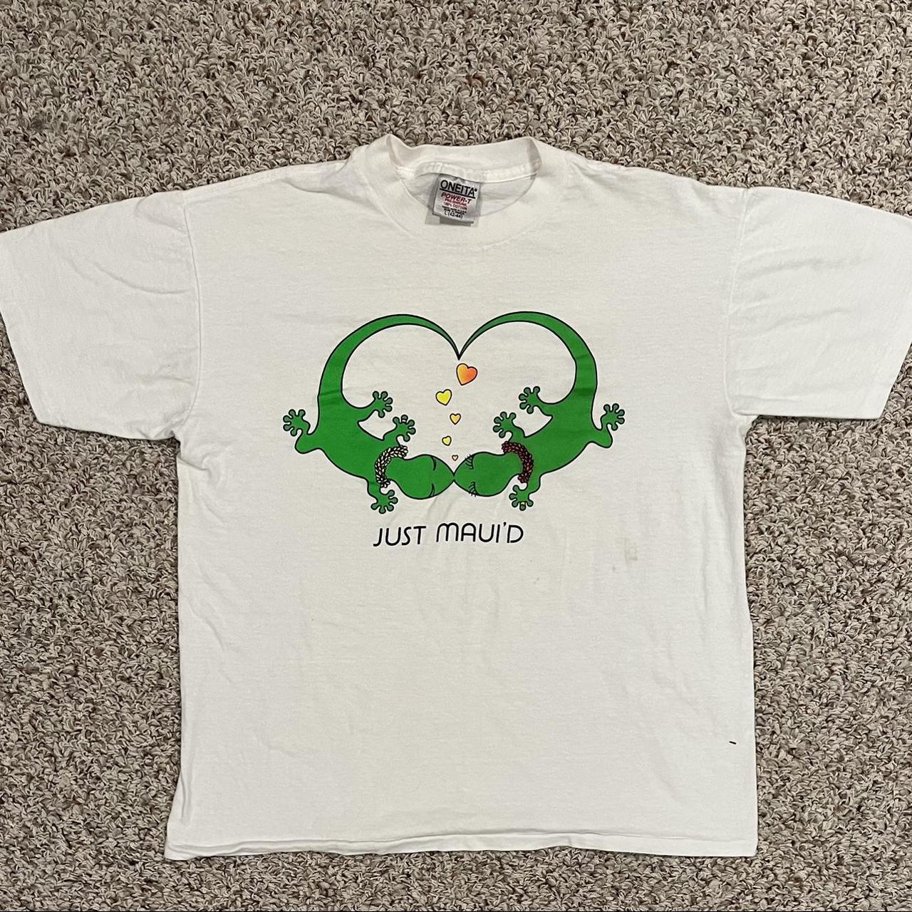 Men's White and Green T-shirt