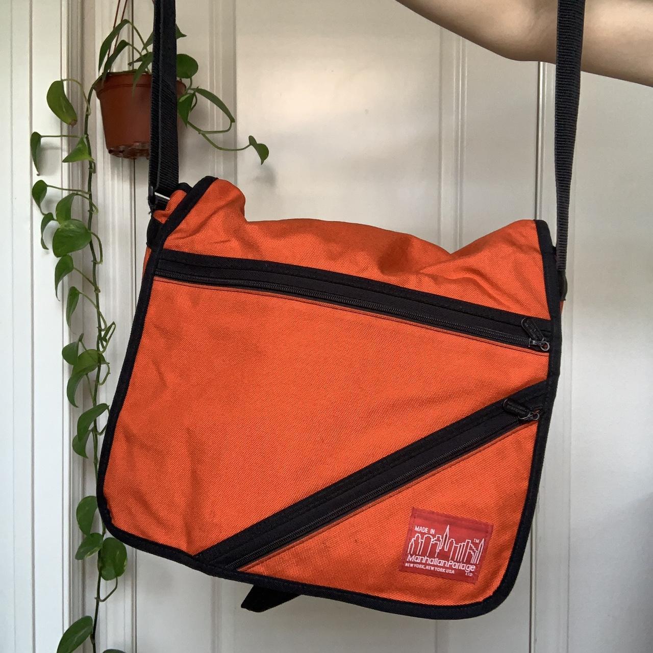 Manhattan Portage Men's Orange and Black Bag | Depop