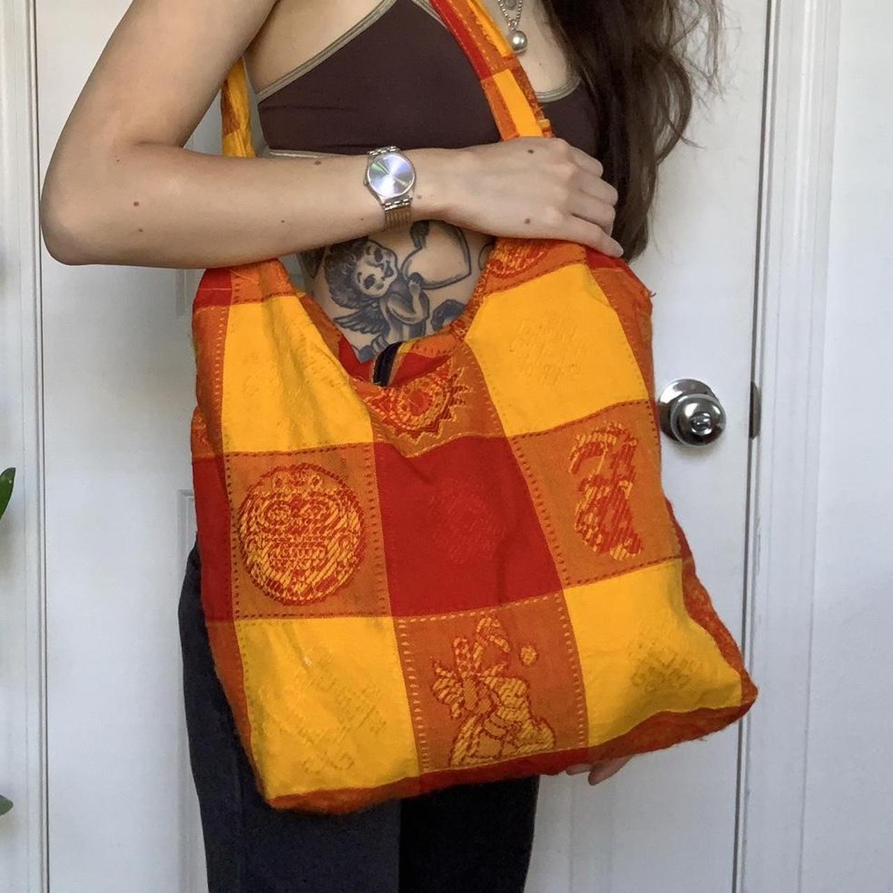 Red / yellow gingham bag 🧶 Tote bag shape with a... - Depop