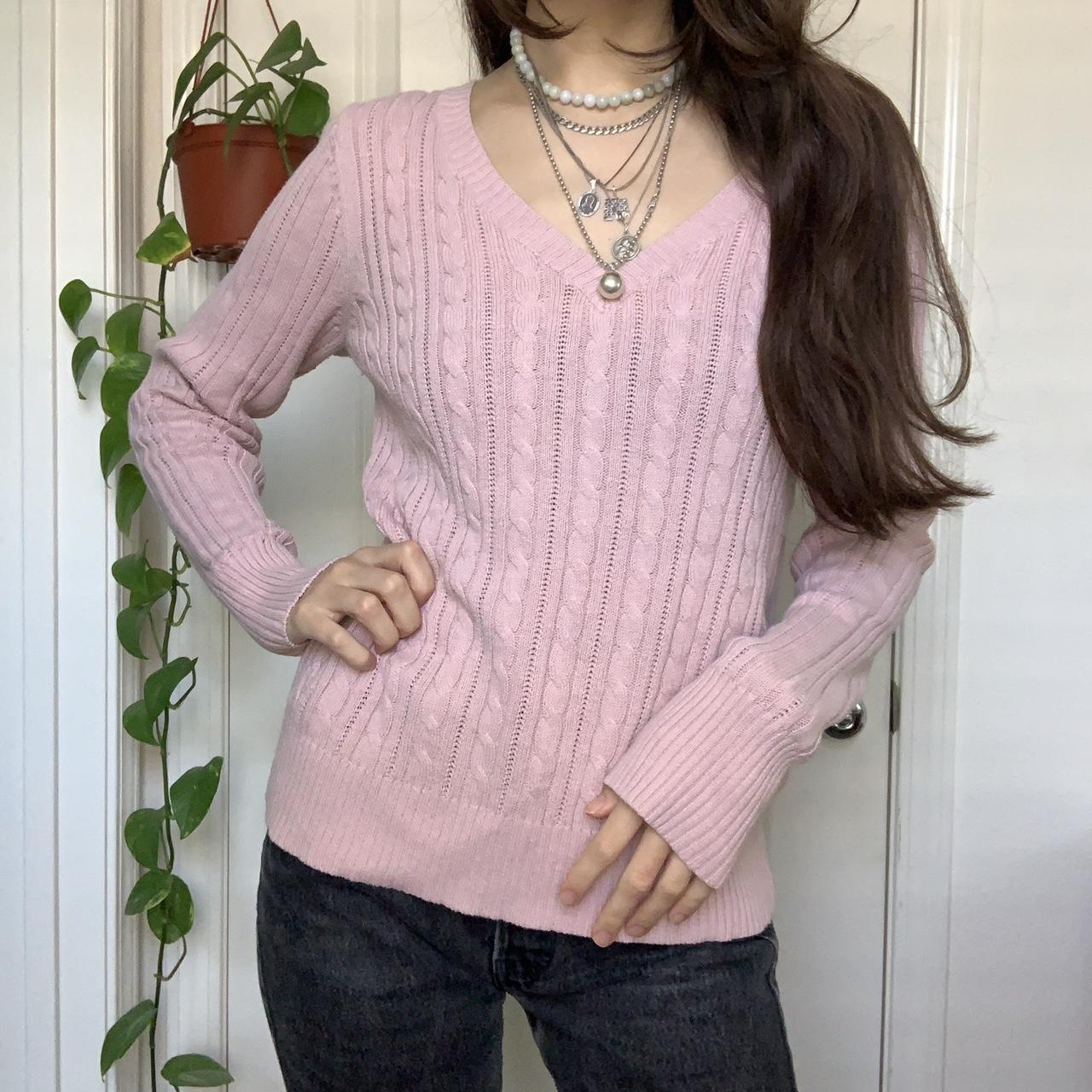 Pink cable knit sweater 🌸 Cotton fabric so its super... - Depop