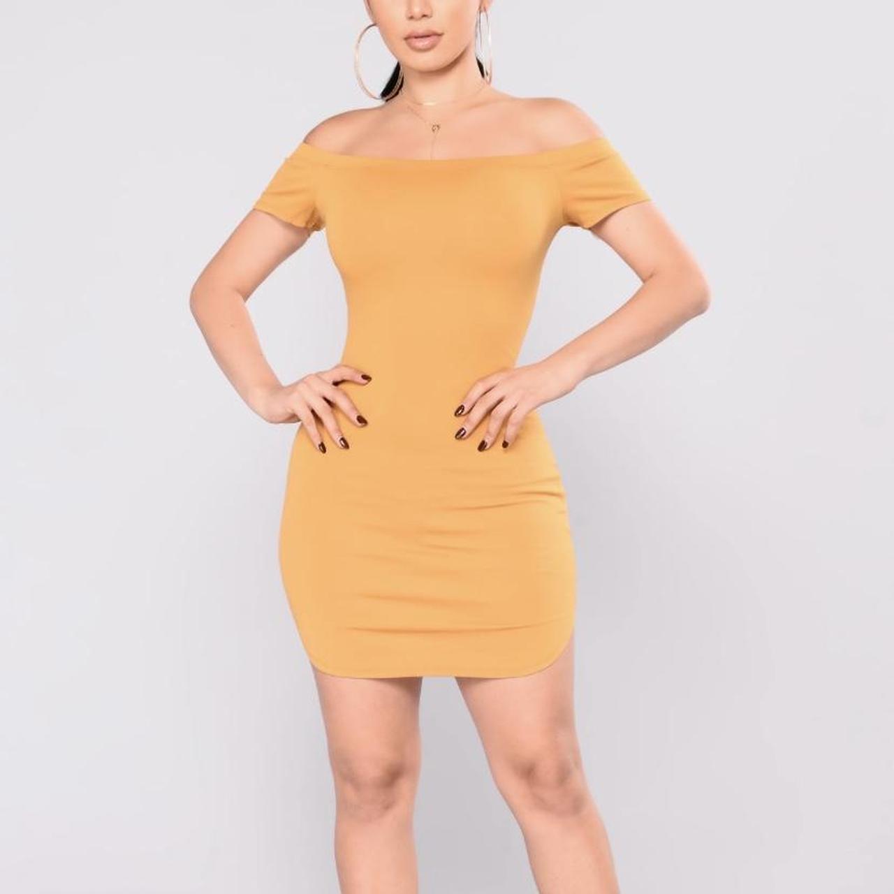 Off the shoulder mustard yellow dress best sale