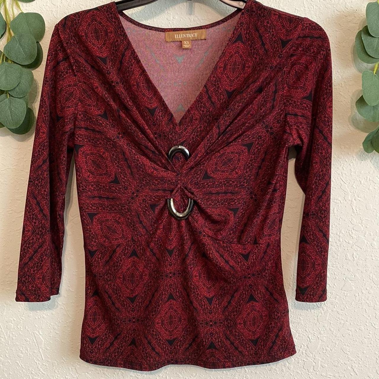 Ellen Tracy Women S Red Shirt Depop