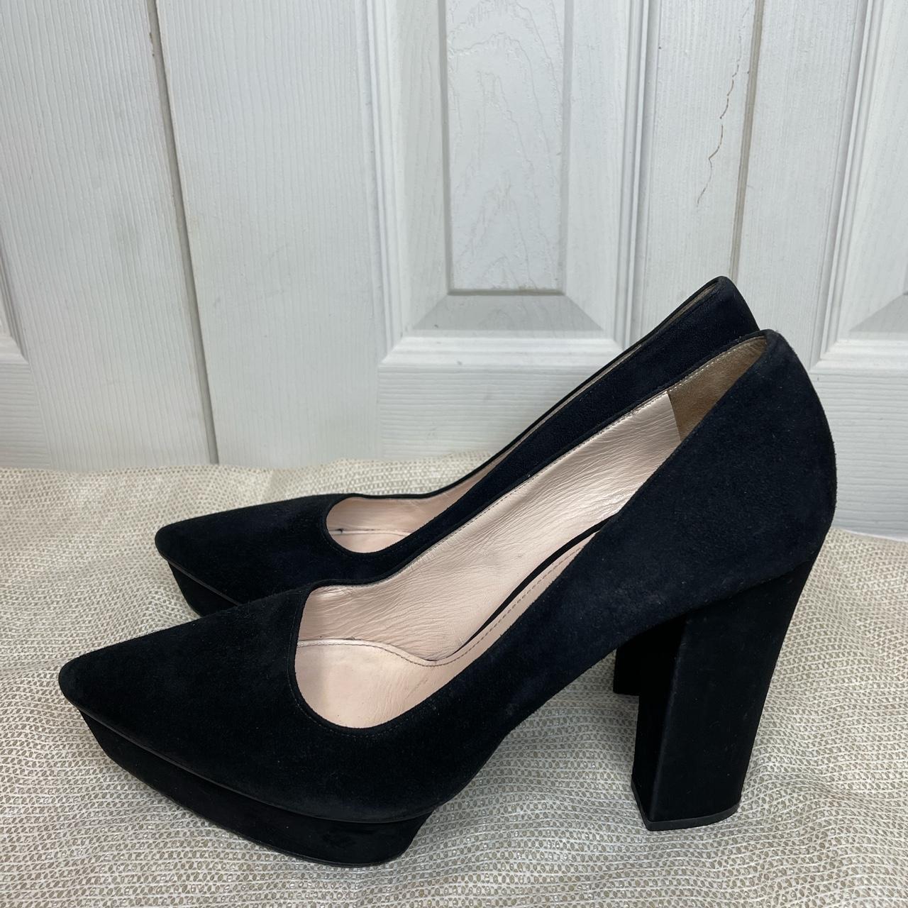 Prada black deals suede pumps