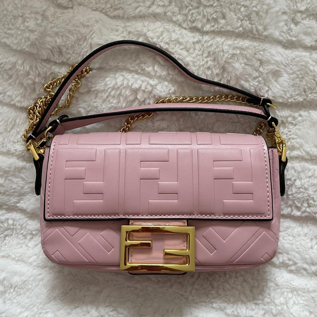 Fendi Women's Pink and Gold Bag | Depop