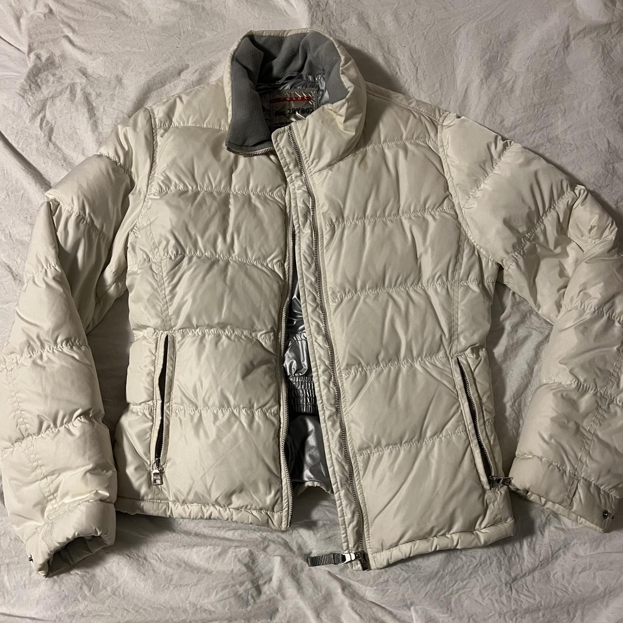 PRADA down puffer jacket- white (size m) - Depop