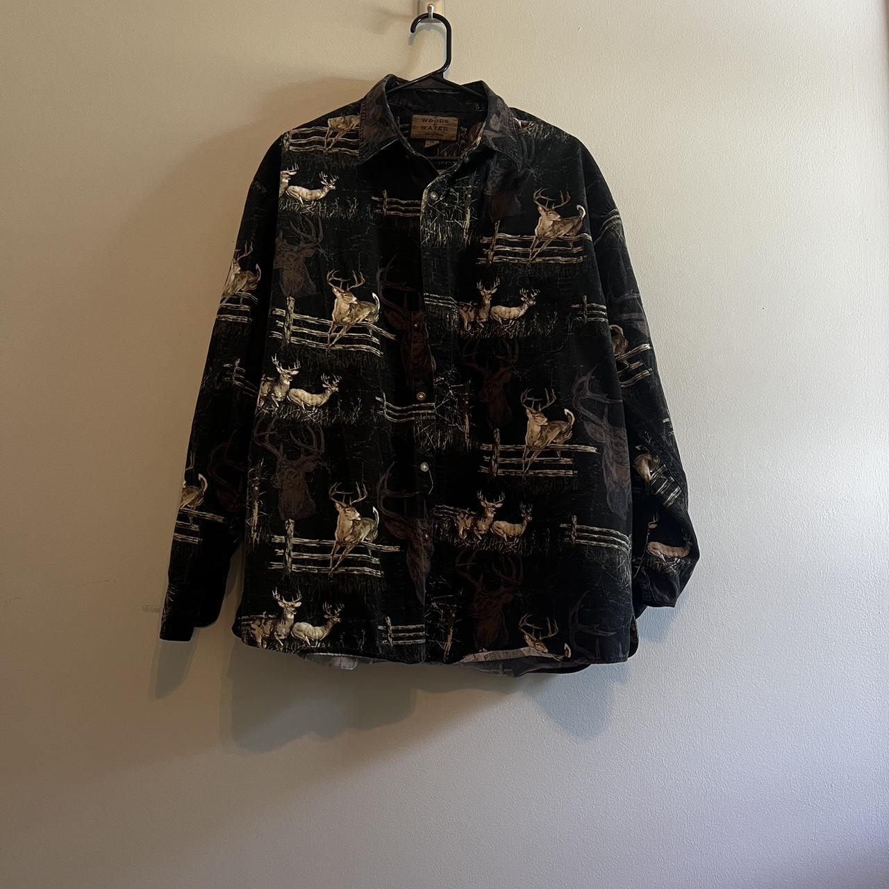 Super cool all over print deer button up... - Depop