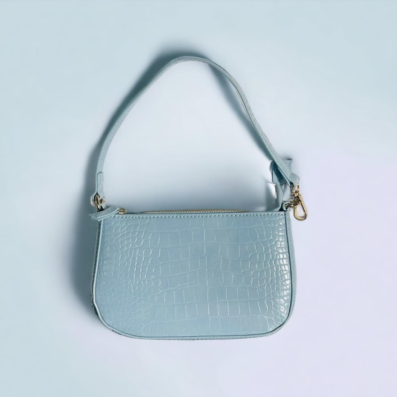 ☀️Missguided Faux Crocodile Blue Skin Handbag Depop