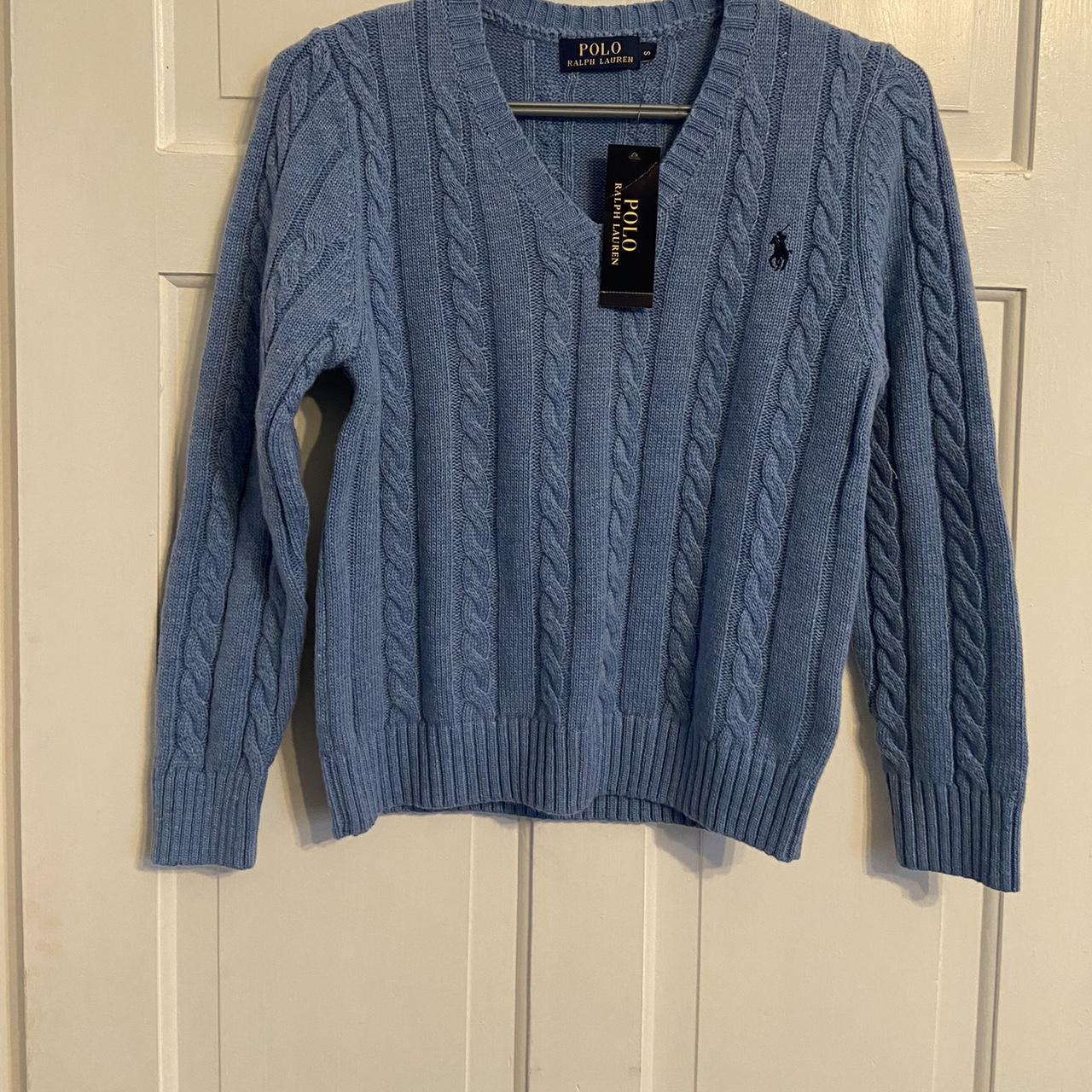 Ralph Lauren Polo Women's Cable Knit V-Neck Long... - Depop