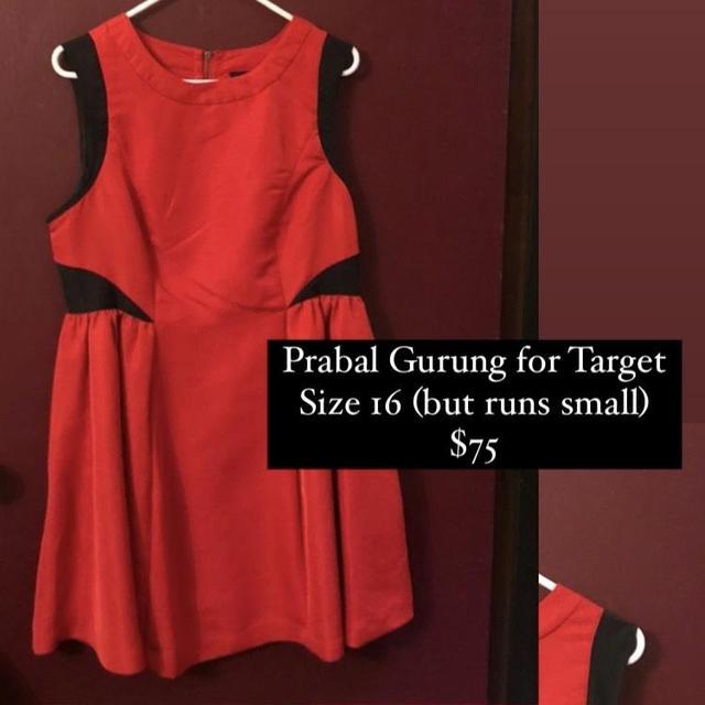 Red and black dress by Prabal Gurung in Depop