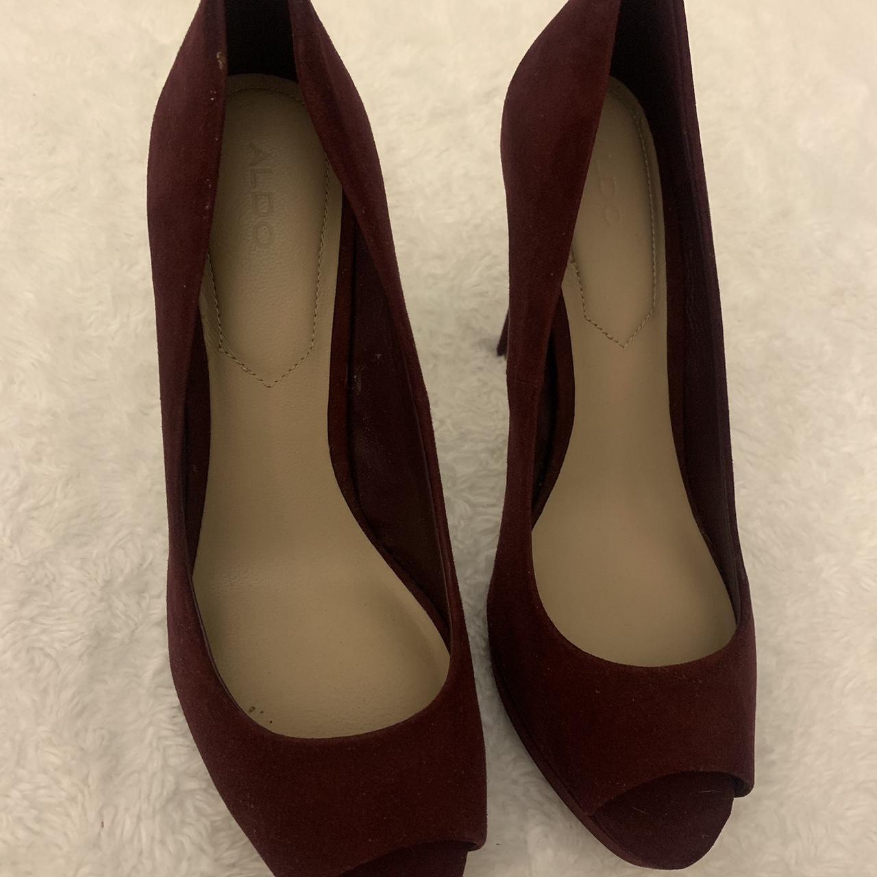 ALDO Women's Burgundy and Gold Footwear | Depop
