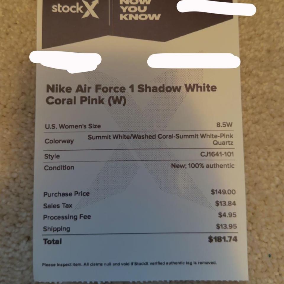 Off white air deals force 1 receipt