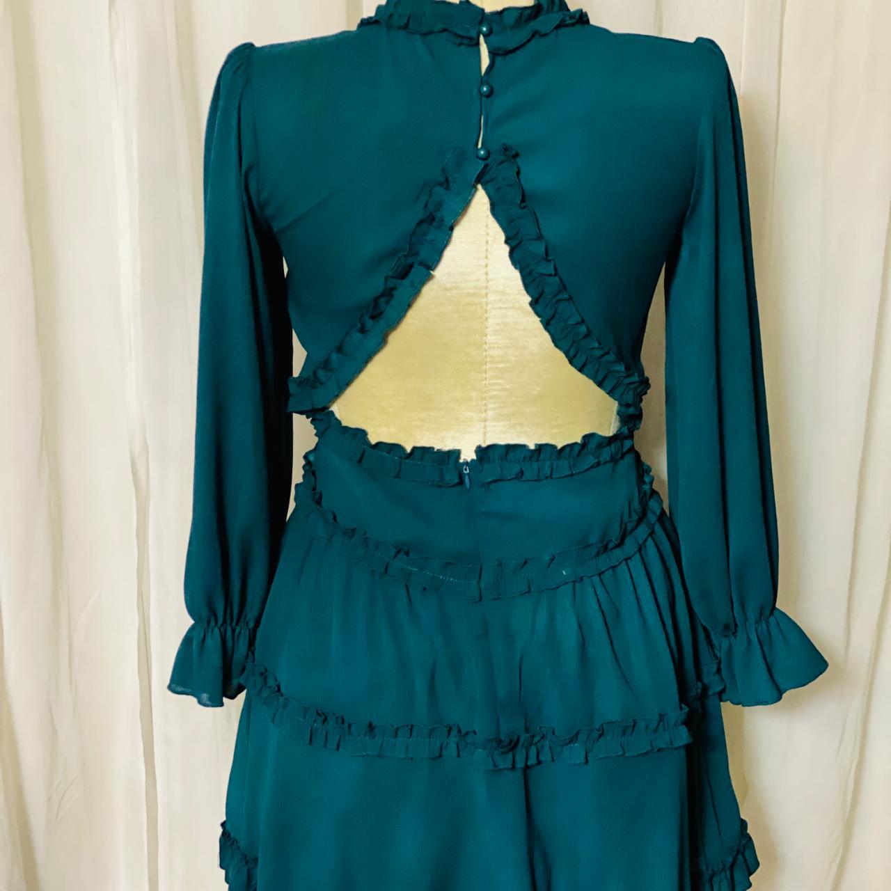 BEAUTIFUL Dark Green Baby Doll Dress Ruffle... Depop