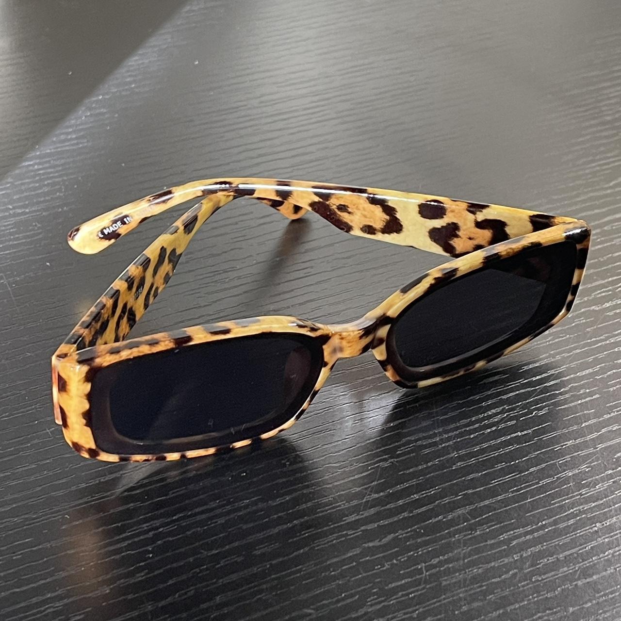 cheetah print square sunglasses - Depop