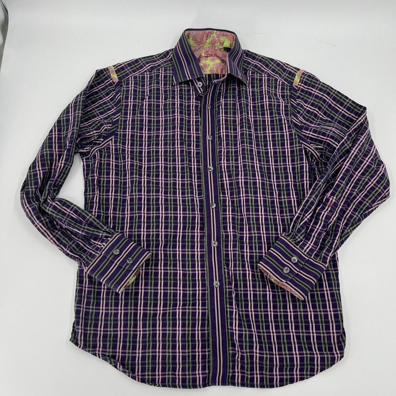 Robert Graham Men S Purple And Green Shirt Depop