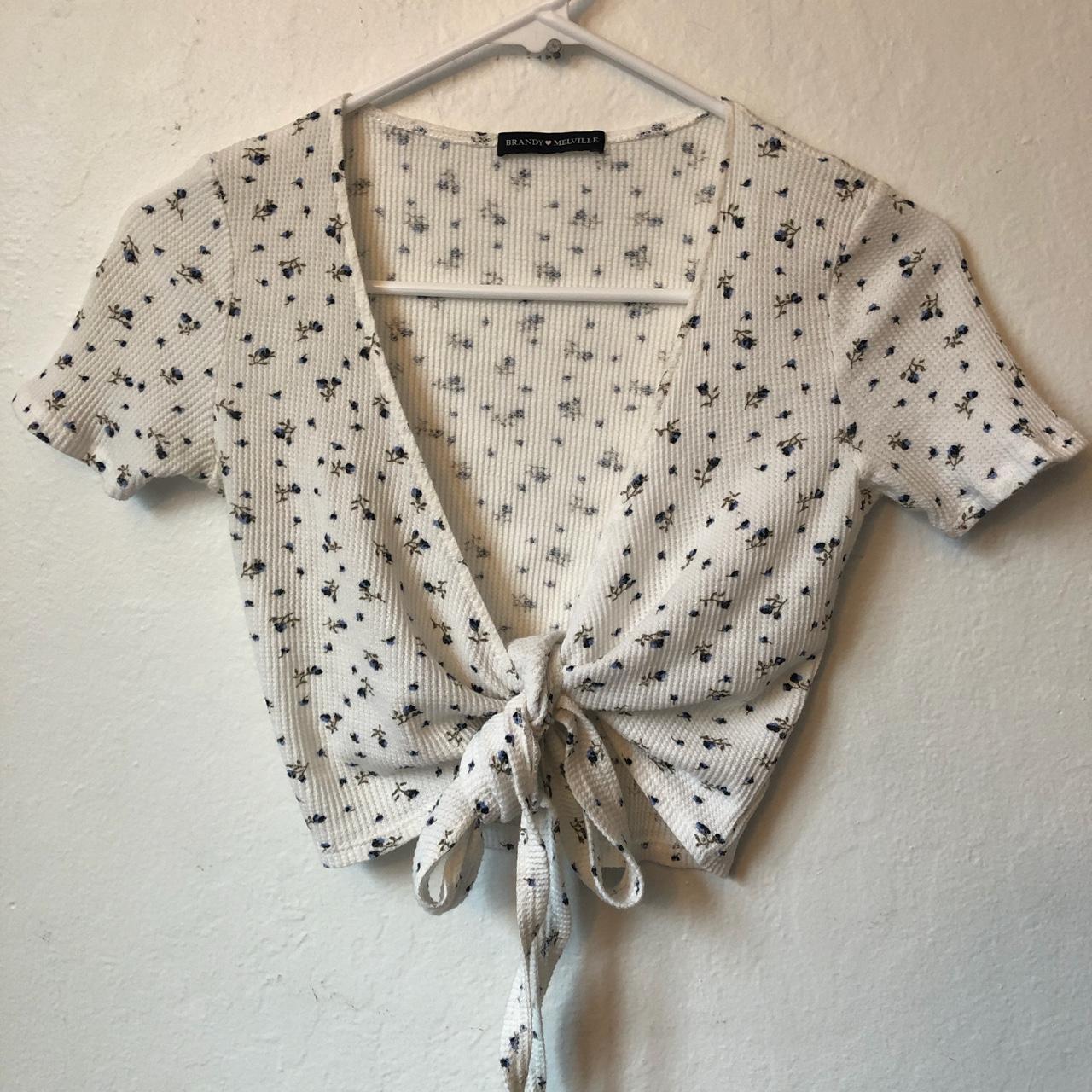 Brandy Melville floral ditsy rae wrap crop top - can - Depop