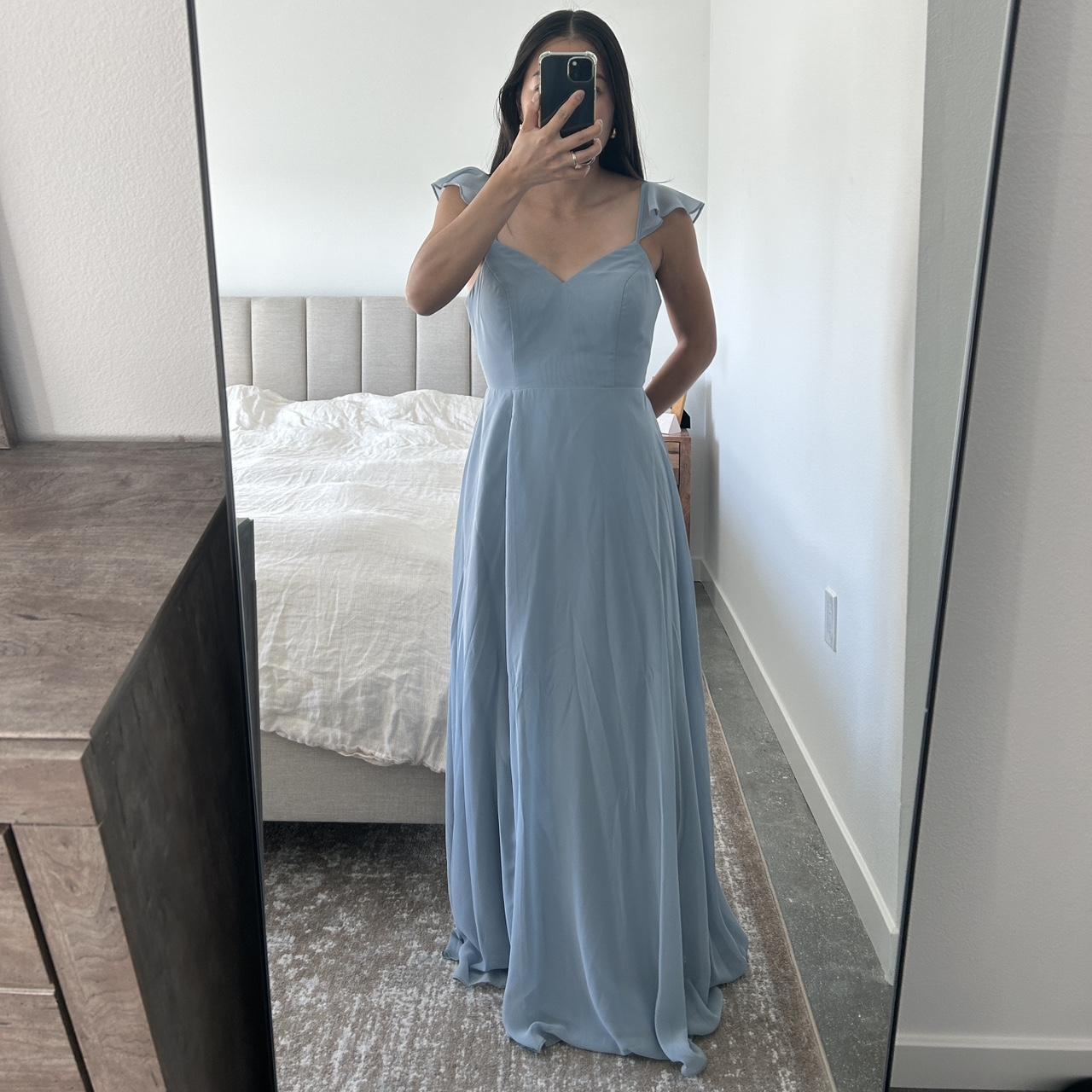 Azazie Dusty Blue Floor Length Bridesmaid Dress,... - Depop