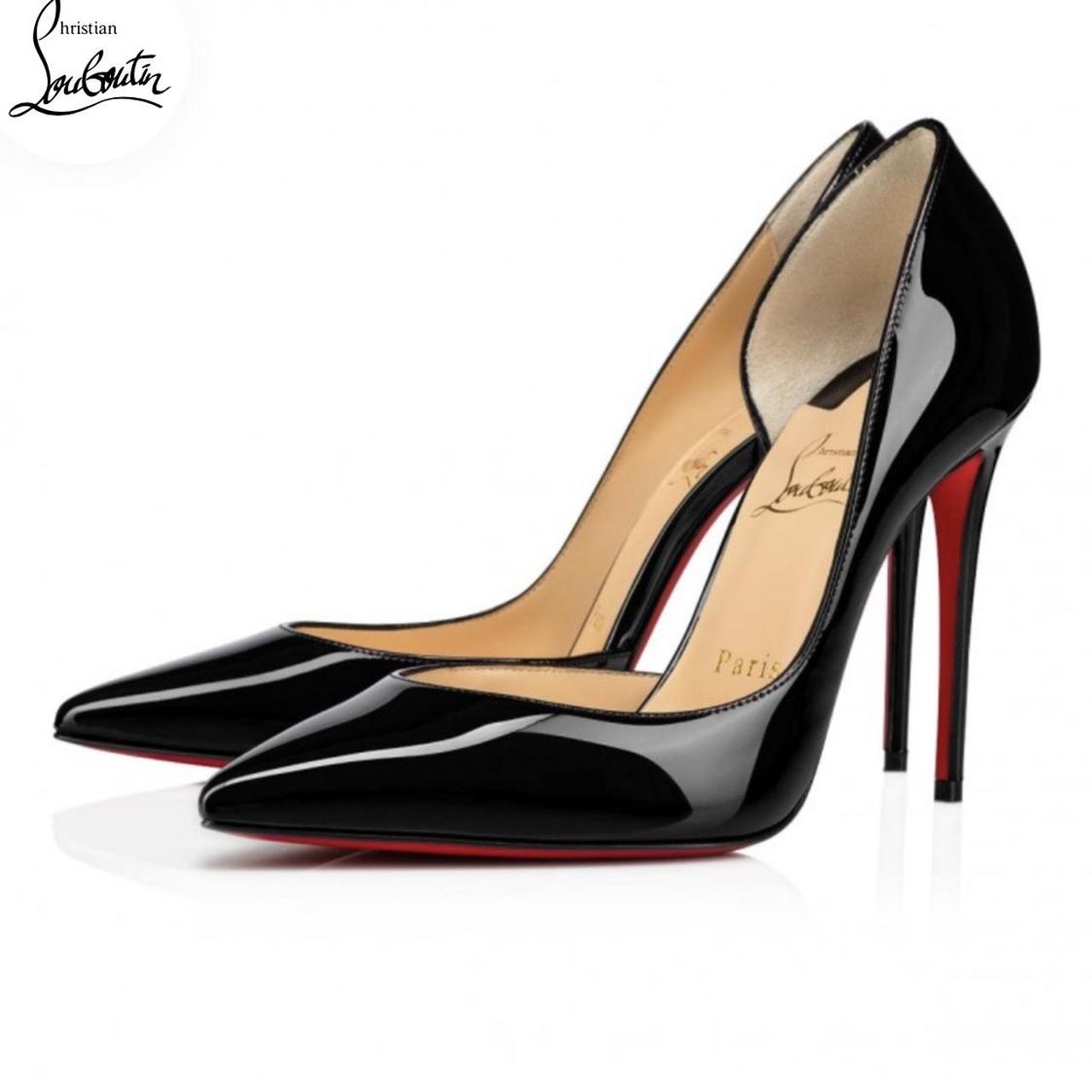 専用】Christian Louboutin 　35 Christian Louboutin Halte 100 Black Patent Ankle Strap Pumps