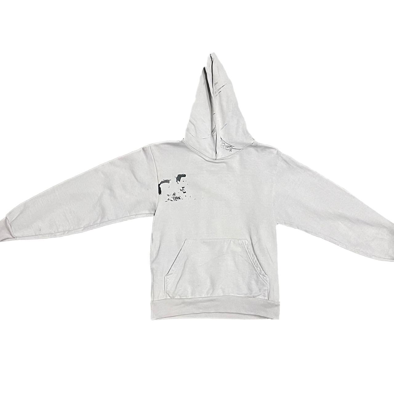 Sugar Men's Grey and White Hoodie Depop