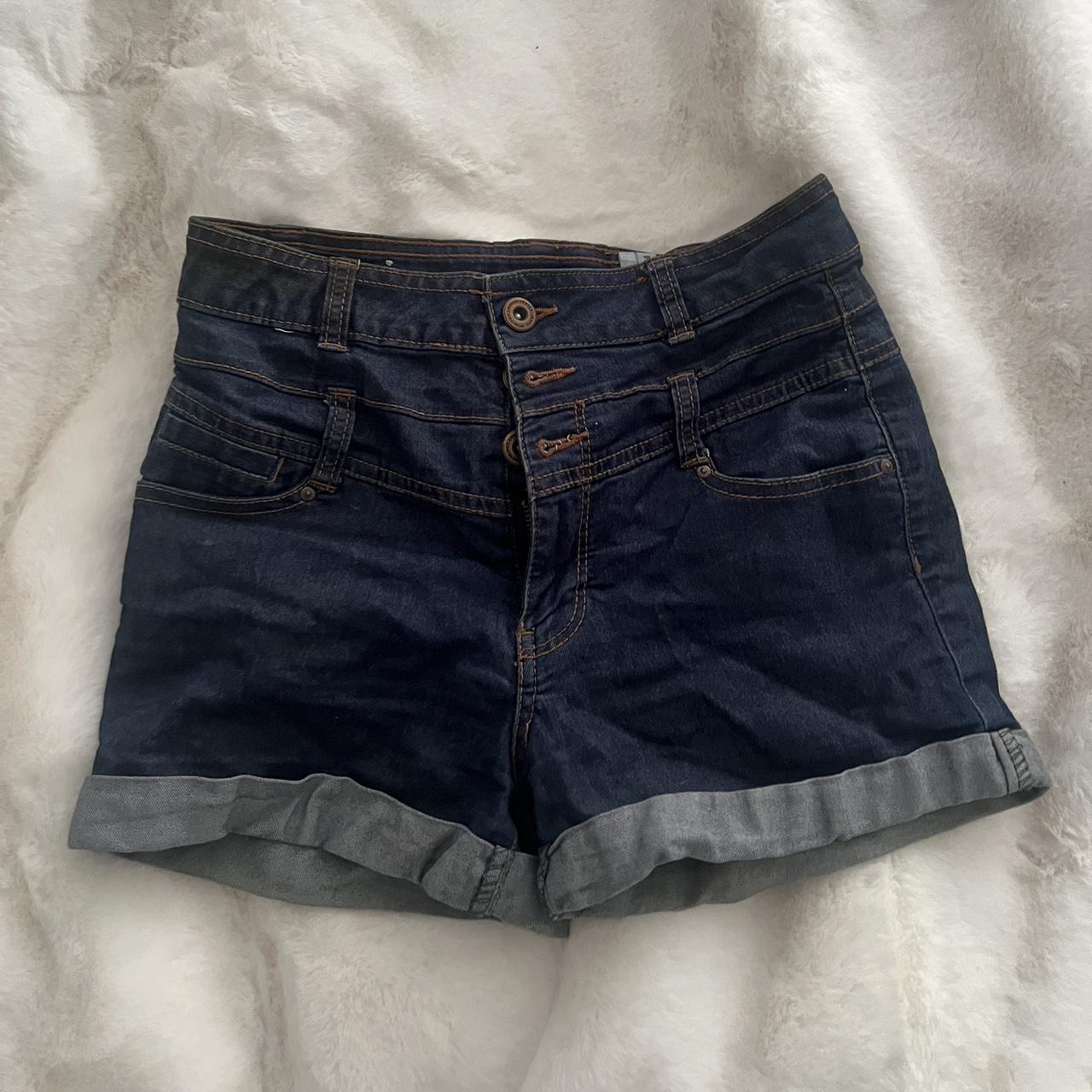 Navy blue denim shorts Size 6 barely worn (... Depop