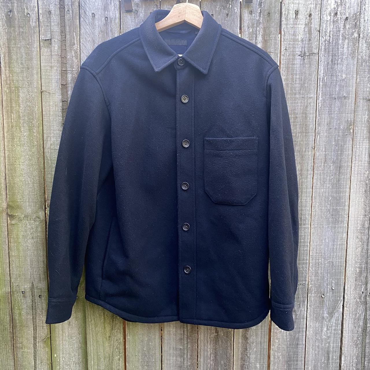 Uniqlo navy men’s shirt jacket or ‘shacket’ size... - Depop