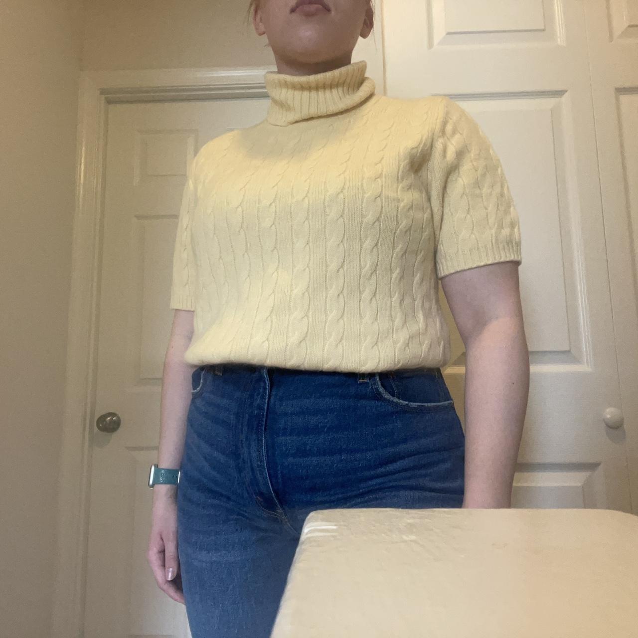 100 Cashmere 🧶 vintage 90s Lands’ End yellow shirt... Depop
