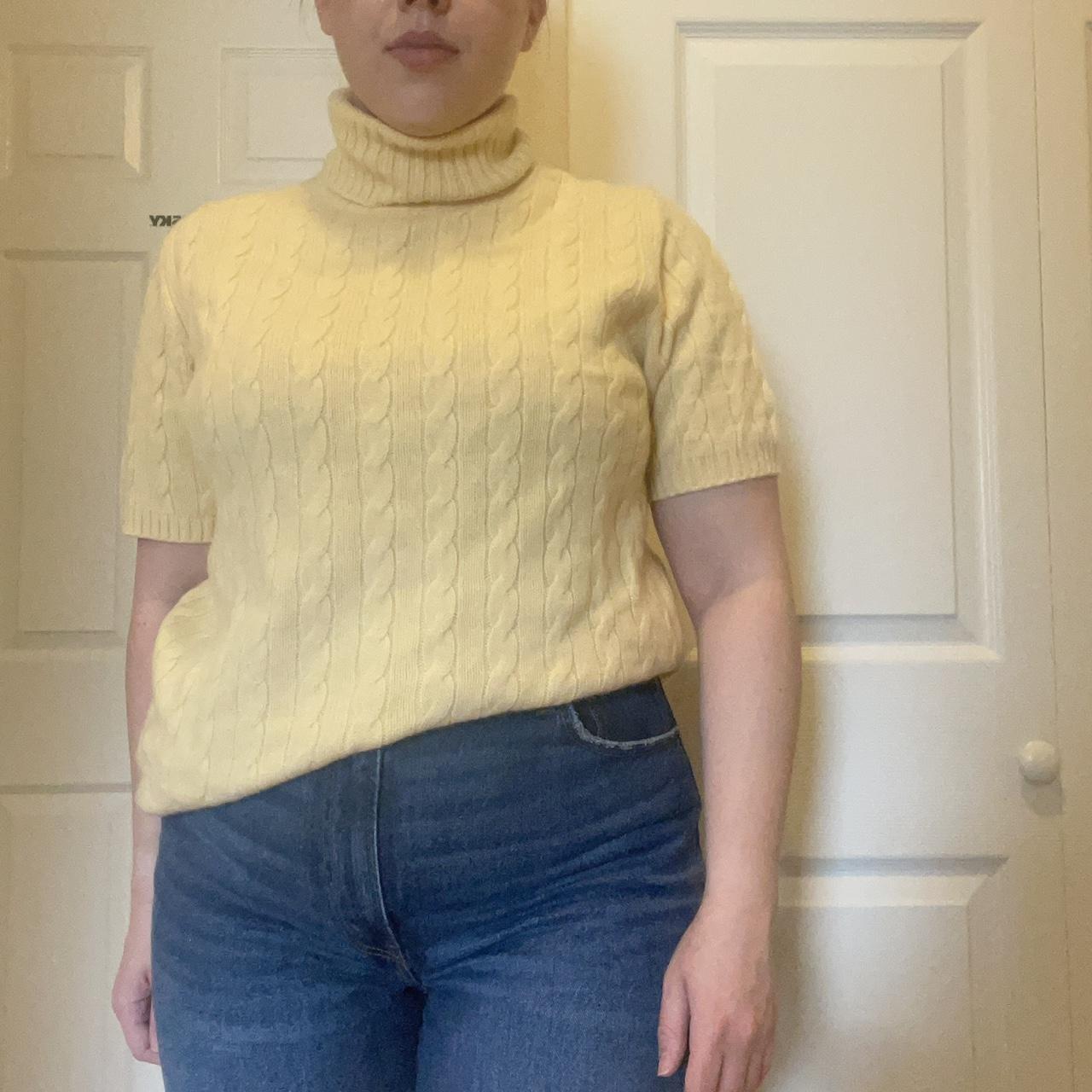 100 Cashmere 🧶 vintage 90s Lands’ End yellow shirt... Depop